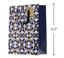 SAC CADEAU MOYEN - BLEU AVEC DES CERCLES